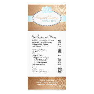 Cosmetics and Salon Price List & Rack Card