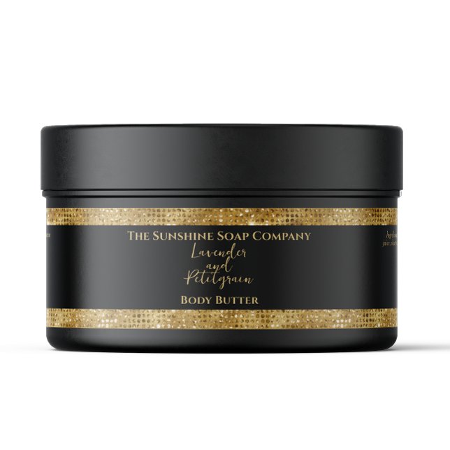 Cosmetics Jar Label - Black and Gold Glitter (Creator Uploaded)