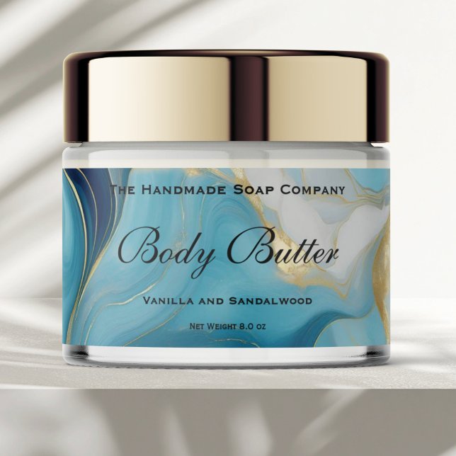 Cosmetics Jar Label - Blue Marble and Gold (Creator Uploaded)