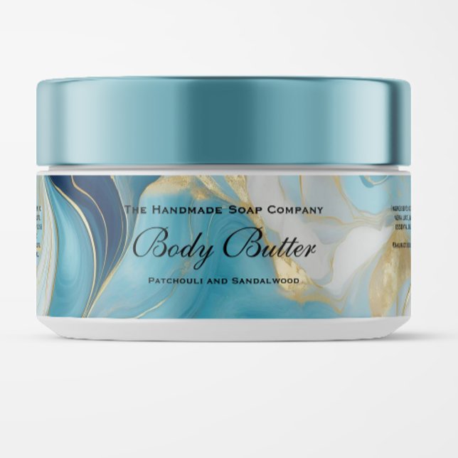 Cosmetics Jar Label - Blue Marble and Gold (Creator Uploaded)