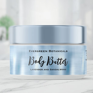 Cosmetics Jar Label - Brushed Baby Blue Foil