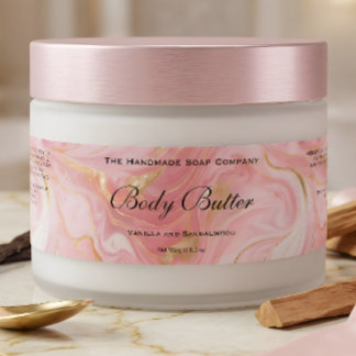 Cosmetics Jar Label Delicate Pink & Gold