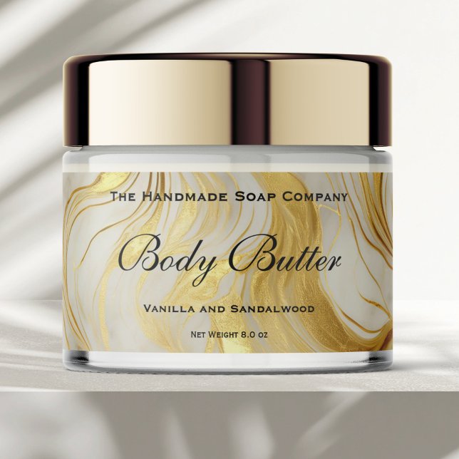 Cosmetics Jar Label - Ivory Marble and Gold (Creator Uploaded)