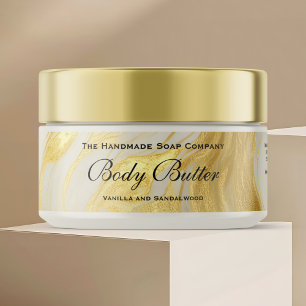 Cosmetics Jar Label - Ivory Marble and Gold