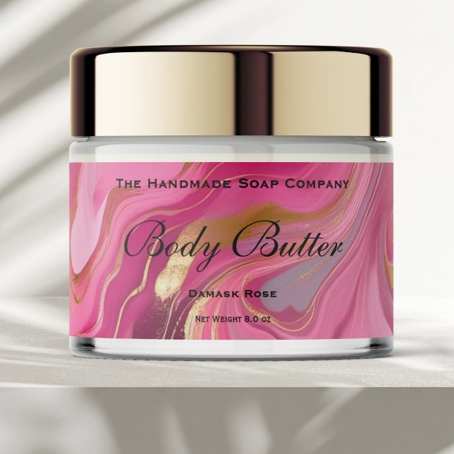 Cosmetics Jar Label - Pink Marble and Gold (Creator Uploaded)