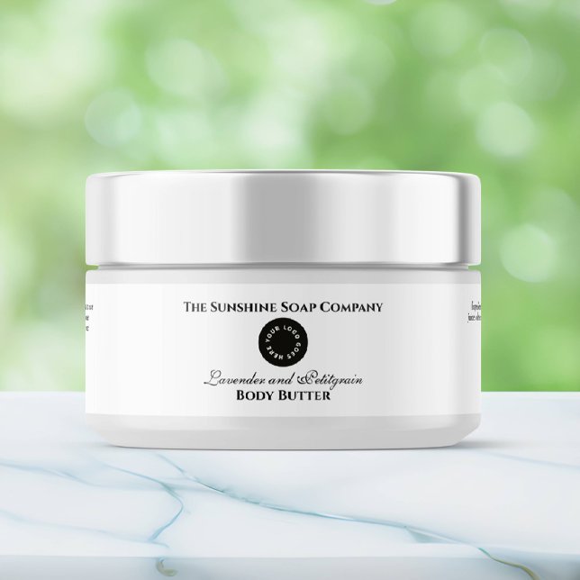 Cosmetics Jar Label - White with logo (Creator Uploaded)