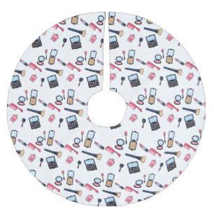 Cosmetics / make-up cartoon illustration brushed polyester tree skirt