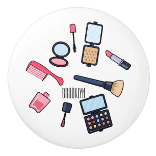 Cosmetics / make-up cartoon illustration ceramic knob