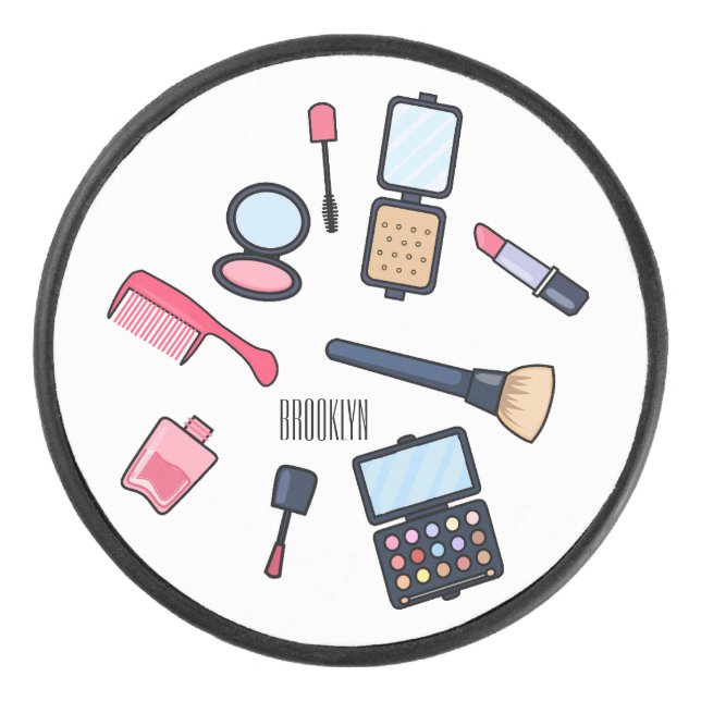 Cosmetics / make-up cartoon illustration hockey puck (Front)