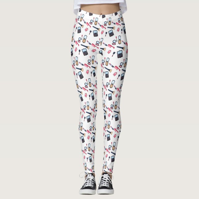 Cosmetics / make-up cartoon illustration leggings (Front)