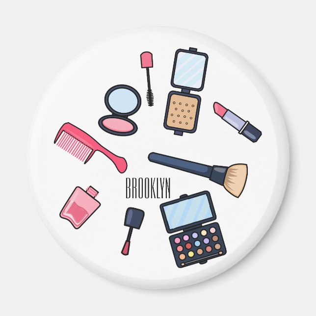 Cosmetics / make-up cartoon illustration magnet (Front)