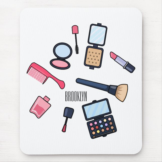Cosmetics / make-up cartoon illustration mouse pad (Front)