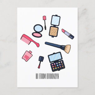 Cosmetics / make-up cartoon illustration postcard