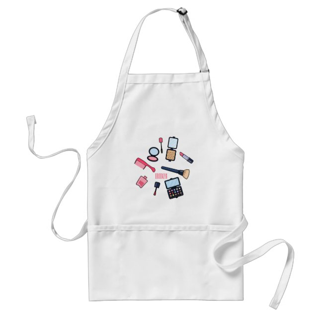 Cosmetics / make-up cartoon illustration standard apron (Front)
