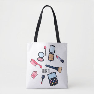 Cosmetics / make-up cartoon illustration tote bag