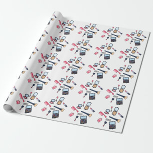 Cosmetics / make-up cartoon illustration wrapping paper