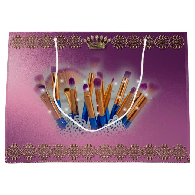 Cosmetics Makeup Brush Glamour Large Gift Bag (Front)
