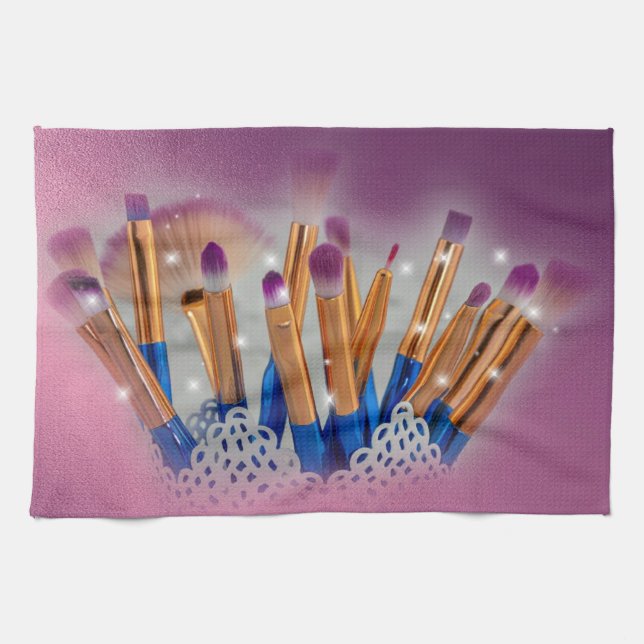 Cosmetics Makeup Brush Glamour Tea Towel (Horizontal)