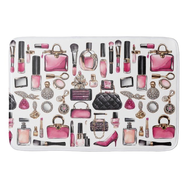 Cosmetics Makeup Brushes Nailpolish Bath Mat (Front)
