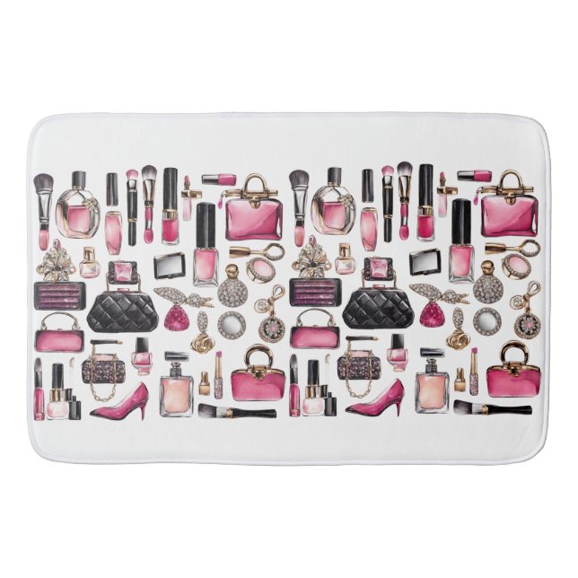 Cosmetics Makeup Brushes Nailpolish  Bath Mat (Front)