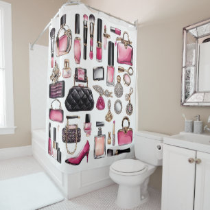 Cosmetics Makeup Brushes Nailpolish Shower Curtain