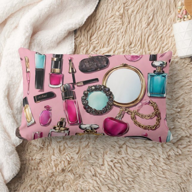 Cosmetics Makeup Brushes Nailpolish Throw Pillow (Blanket)