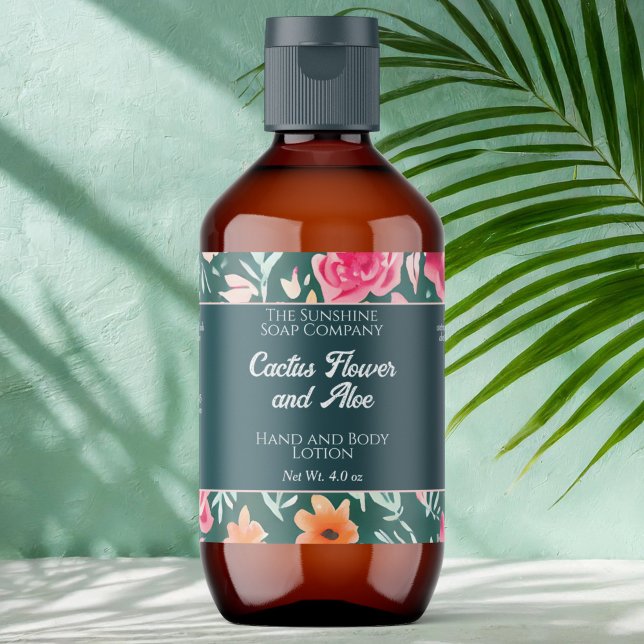 Cosmetics Soap Packaging Label Pink Green Flowers (Creator Uploaded)