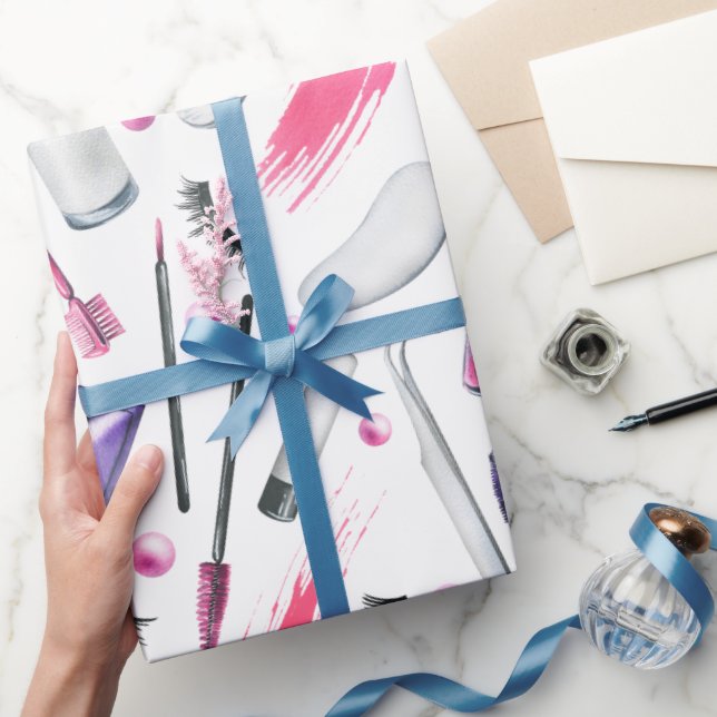  Cosmetics Watercolor Pattern Wrapping Paper (Gifting)