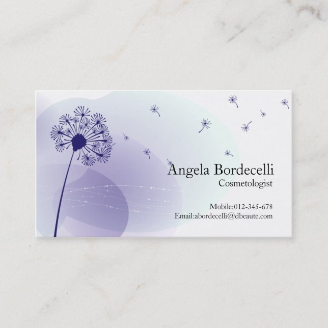 Cosmetologist Business Card Gentle Dandelion (Front)