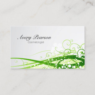 Cosmetologist Green Floral Vines and Leaves Business Card