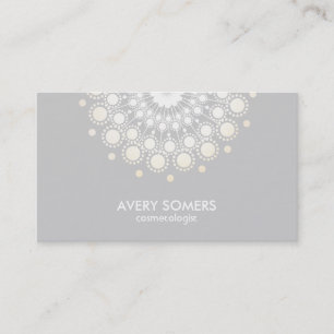 Cosmetologist Ornate Circle Motif Grey Modern Business Card