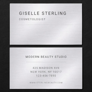 Cosmetologist Silver Metallic Professional Business Card