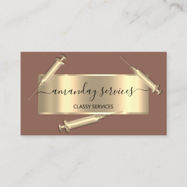 Cosmetologist Syringe Botox B12 QRCode Framed Business Card (Front)