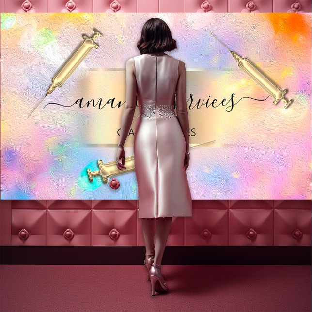 Cosmetologist Syringe Botox B12 QRCode Holograph Business Card (Cosmetologist Syringe Botox B12 QRCode Holograph Business Card)