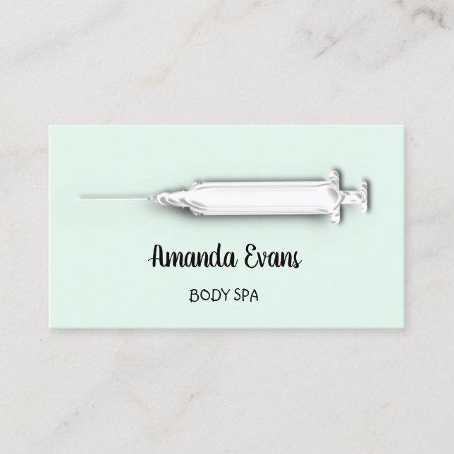 Cosmetologist Syringe Botox Injection Silver Ombre Appointment Card (Front)