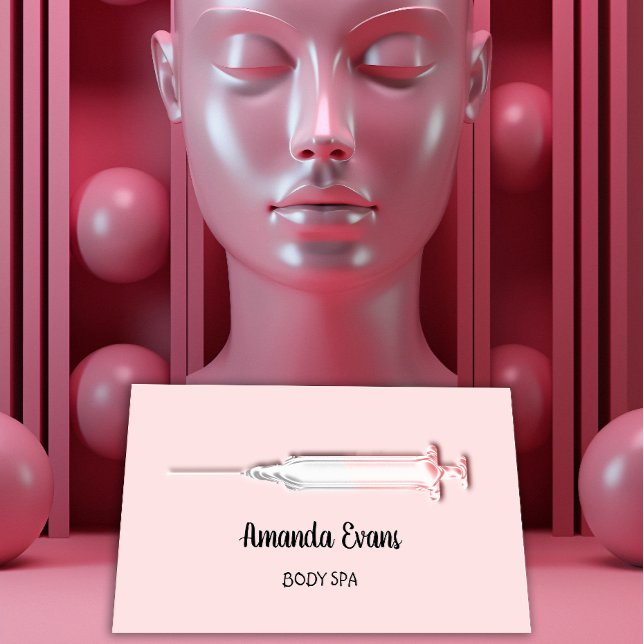 Cosmetologist Syringe Botox Injection Silver Rose Appointment Card (Creator Uploaded)