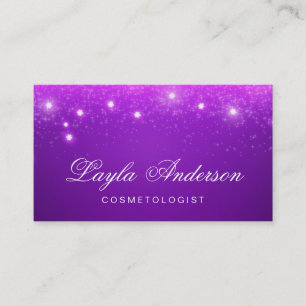 Cosmetologist - Violet Purple Glam Starry Sparkles Business Card