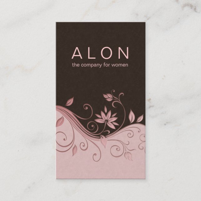 Cosmetology Business Card Elegant Floral Pink (Front)