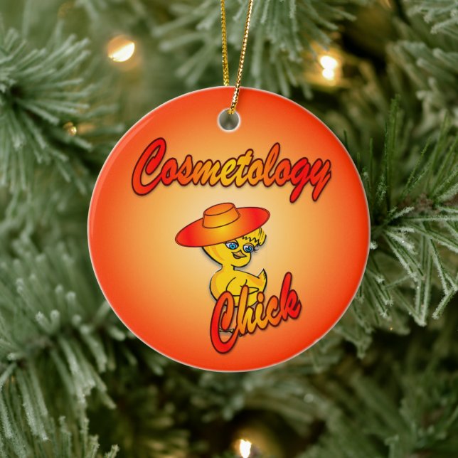 Cosmetology Chick #5 Ceramic Ornament (Tree)