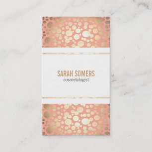 Cosmetology Faux Gold Leaf Peach Coral Business Card