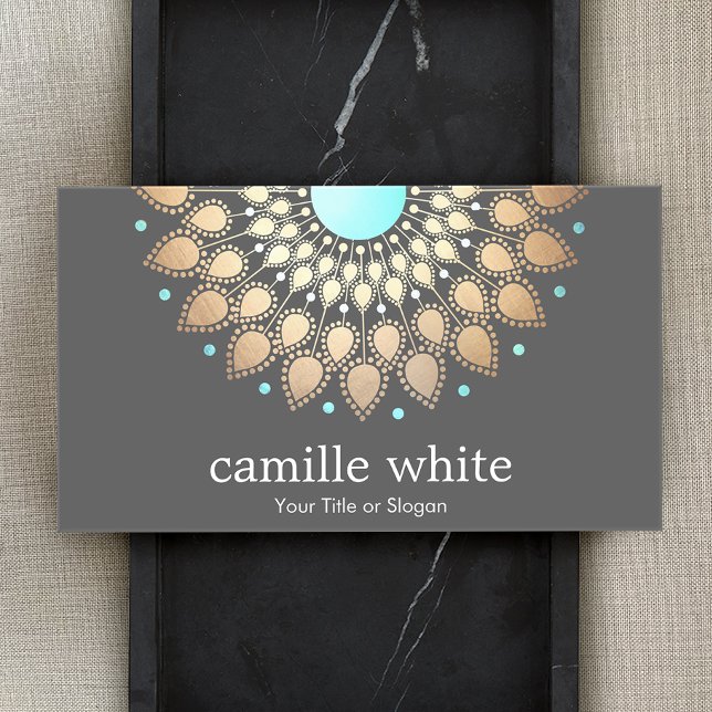 Cosmetology Gold Ornate Motif Grey Business Card (Creator Uploaded)