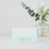 Cosmetology Pretty White Rosette Light Aqua Blue Business Card (Standing Front)