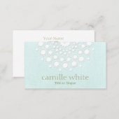 Cosmetology Pretty White Rosette Light Aqua Blue Business Card (Front/Back)