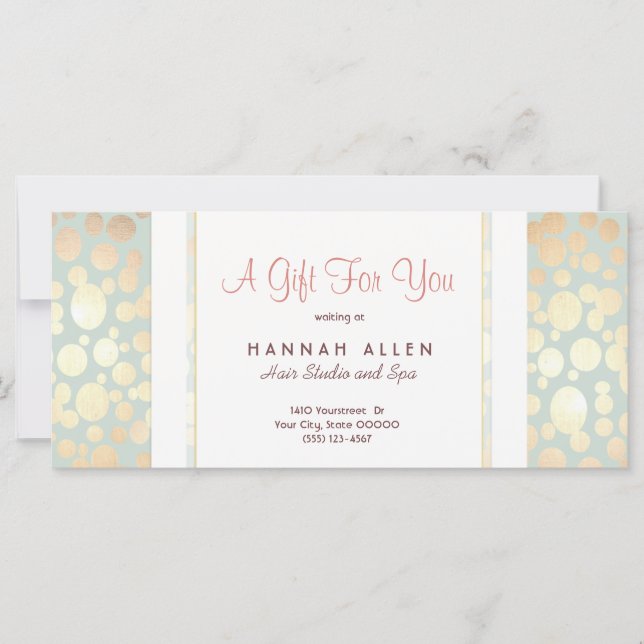 Cosmetology Spa Gold Circles Gift Certificate (Front)