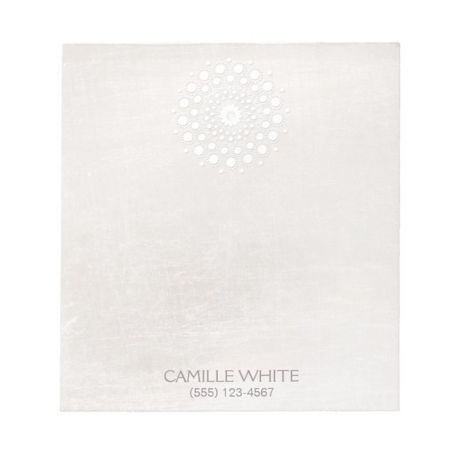 Cosmetology White Rosette Natural and Organic Spa Notepad (Front)