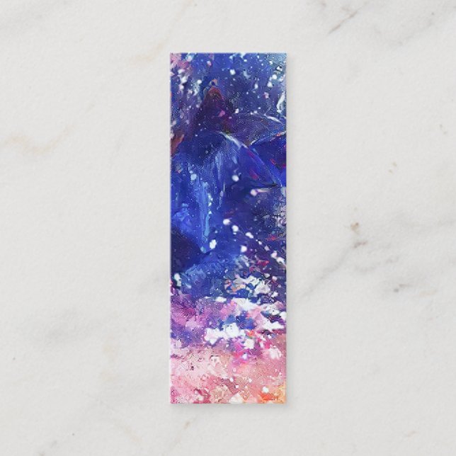 Cosmic Abstract Cat Dreamscape Bookmark  Mini Business Card (Front)
