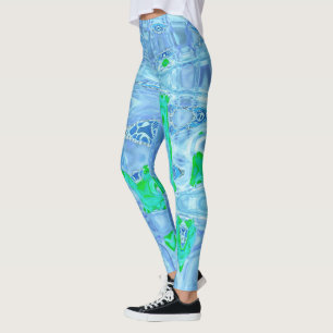 Cosmic Abstract Lavender Grey Retro Ripples Leggings
