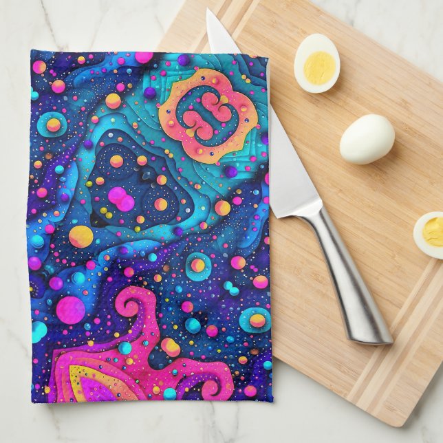 Cosmic Abstract Pattern Blanket Tea Towel (Quarter Fold)