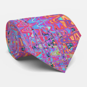 Cosmic Abstract Rainbow Colours Retro Ripples Tie