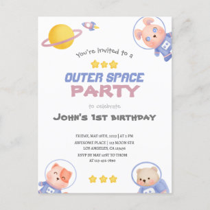 Cosmic Adventure: Outer Space Party Postcard